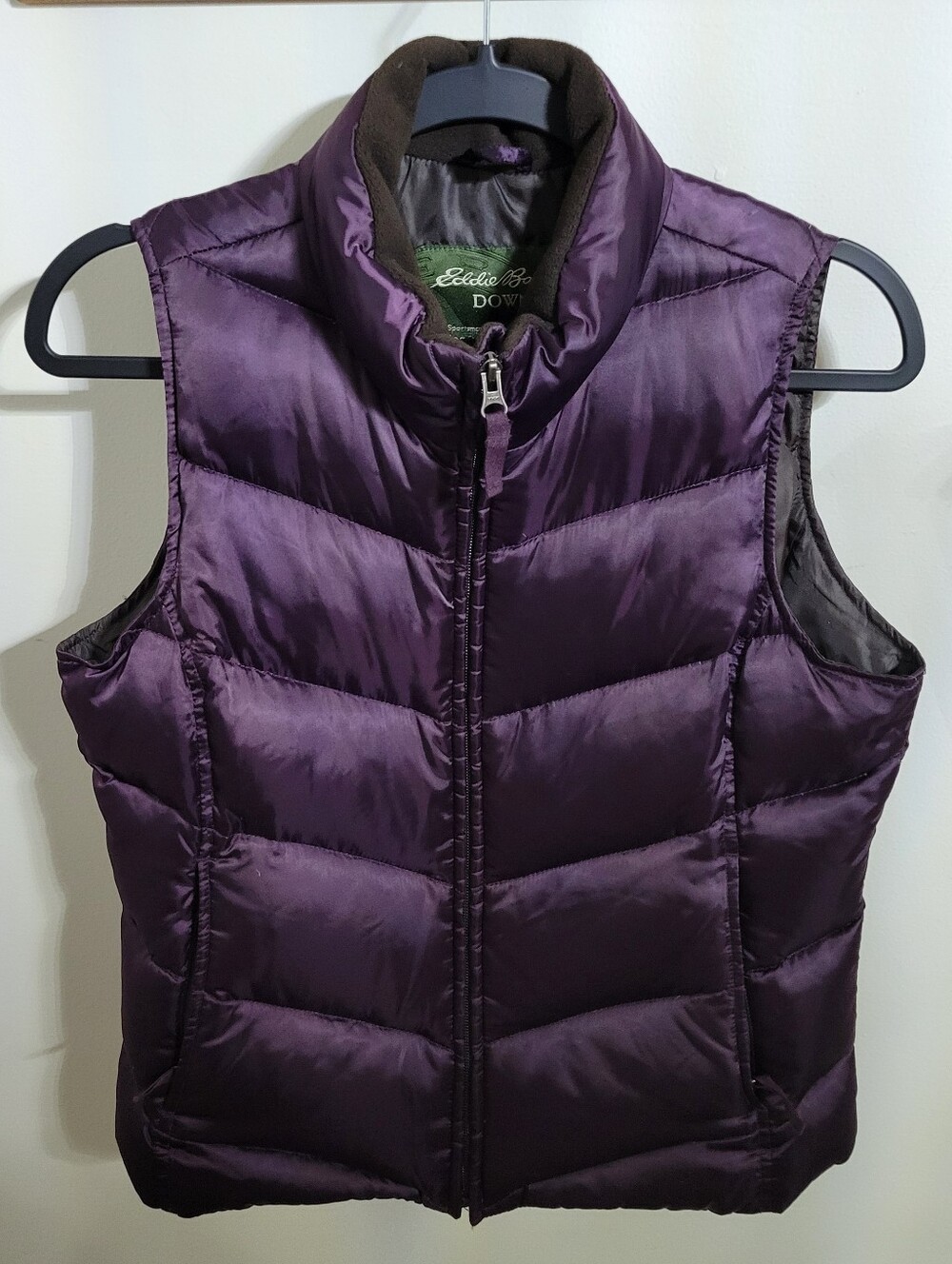 Eddie Bauer Women's Petite Small Violet Puffed Vest Zipup Goose Down Jacket